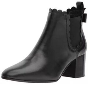 Kate Spade Garden Black Leather Boots Scalloped Size 10
